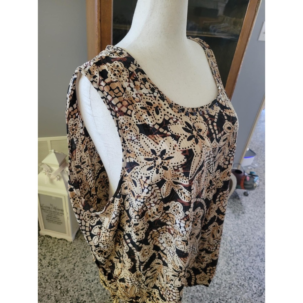 Maggie Barnes Womens 4X Floral Print Tank Top Black Button Down Top Set - Picture 4 of 7